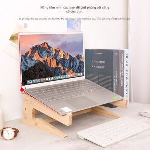 Real Wood Laptop Stand Heightening Bracket Cooling Base Neck Support Desktop Creative Storage Multi-Function Computer Accessory