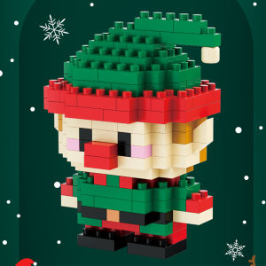 DIY Christmas Tree Elk Deer Santa Claus Train Decorations Architecture Socks Street View Xmas Snow House Building Block Kit Toy