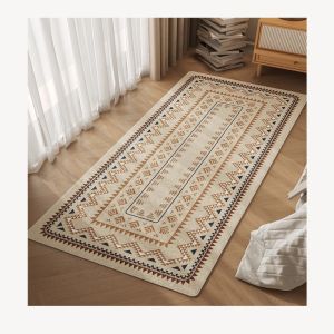 VIKAMA Ethnic Style Bedroom Bedside Rug American Bed Front Long Floor Mat Living Room Mat Room Non-Slip Bed End Foot Mat