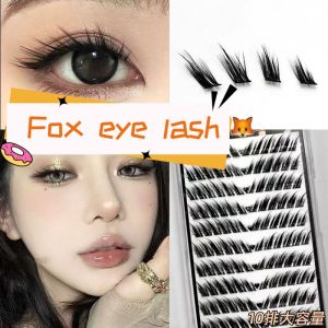 MIAOJIE 12Rows Fox False Eyelashes Single Cluster Eyelash Extension Segmented Lashes Fox Eye Effect Lashes Individual False Eyel