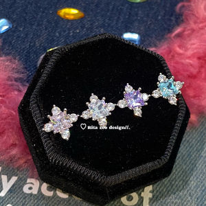 Stunning Titanium Steel Ear Bone Pins Womens Fashion Jewelry Sparkling Ice Sugar Four-point Star Original Design Ear Cuffs