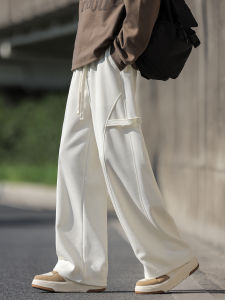 Quần Ống Rộng Dáng Rộng Thoải Mái Cho Nam Mùa Xuân Thu Phong Cách Mới Quần Dài Thể Thao Trẻ Trung Rộng Rãi Cạp Cao Bằng Cotton