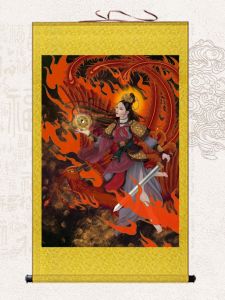 New Nine He Skilled Women Hanging Painting Home Altar Living Room Background Wall Decor Artwork Unframed Silk Cloth Portrait