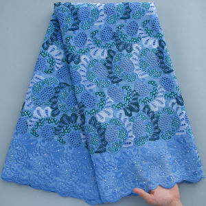 New Arrival African Swiss Voile Lace Fabric High Quality Cotton Lace Fabric With Stones For Nigerian Wedding Party Dress