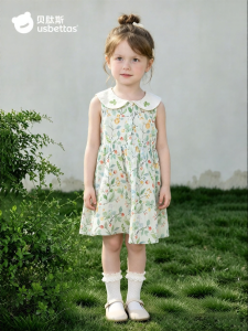 Usbettas | Summer Cotton Sleeveless Princess Dress with Peter Pan Collar