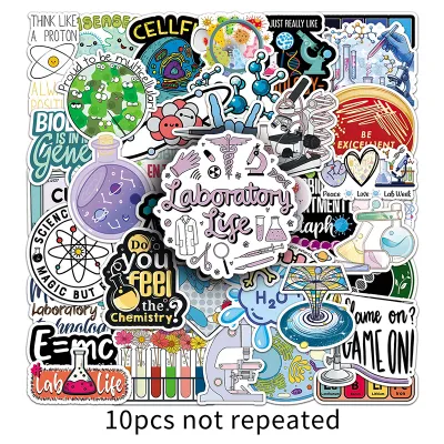 50PCS Fun Science Stickers - Elements of Biochemistry Laboratory Waterproof Stickers - Decorative Stickers for Student Notebooks and Water Cups