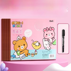 Deli Thickened Art Drawing Book A4 Childrens Special Blank Spiral Paper Kindergarten Drawing Book Art Sketchbook Non-bleed Watercolor Handbook