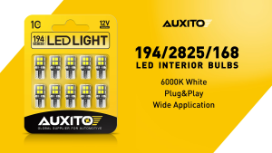 AUXITO 10PCS T10 LED Bulb W5W 194 168 Peanut light bulb For Car Interior Reading Light White/Yellow/Red/Blue