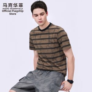 Mark Fairwhale | Striped Dip Dye Embroidered Mens T-shirt