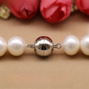 White Gold Plated Pearl Jewelry Accessories Bracelet Clasp Magnetic Lock DIY Repair round Buckle Fashionable Jewelry Parts