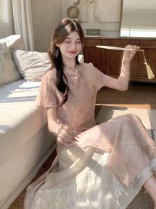 New Chinese Style Womens Summer 2025 Printed A-Line Dress Gentle Soft Wind High-End Sensation Commute