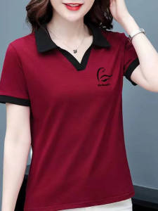 QIAOXIZI | Summer Pure Cotton Polo Shirt Womens Loose Fit Youthful T-shirt