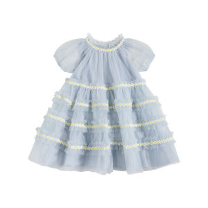 toz mama | Floral Embroidery Princess Dress for Girls