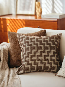 Retro Melaide Pillow Luxury Sofa Living Room Square Cotton Filled Cushion Geometric Pattern Removable Cover Pillow Case