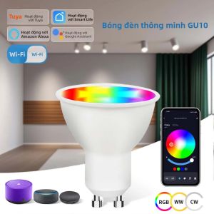 WiFi Thông Minh GU10 Bóng Đèn LED 5W 7W 9W Tuya Tương Thích RGBCW Đèn Điều Khiển Giọng Nói Alexa Google Home Cho Phòng Khách 220V 110V