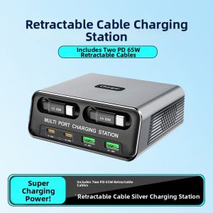 YUEHU | Smart Display PD3.1 Quick Charging Station Multiple Ports Retractable Cable