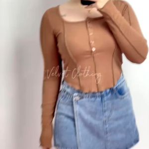 Top Longsleeve Knit Wanita / Crop Lengan Panjang Wanita RIB 4803