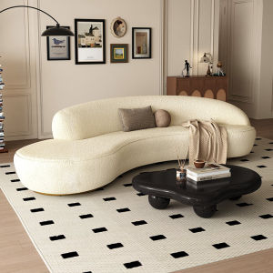French Style For Home Living Room Curved Fabric Sofa Small Apartment Clothing Store Beauty Salon Reception Lounge Sofa
