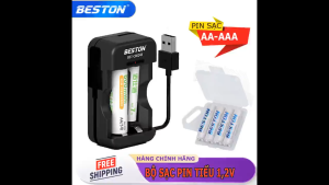 Bộ Sạc Pin Sạc AA/AAA Beston C8024B 1.2V 2 Khe - Tích Hợp Cáp USB Tiện Lợi Sạc Di Động