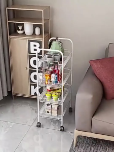 3/4/5 Tier Metal Trolley Cart Organizer Kitchen Move Multifunctional Metal storage rack Utility Storage Rack with Wheels