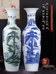 จิตรกรรมผ้าไม้ขนาดใหญ่ จีนดั้งเดิม เครื่องประดับตกแต่งห้องพักโรงแรมแบบตั้งพื้น กระติกดอกไม้ขนาดใหญ่