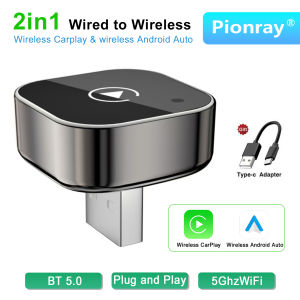 2025 Ultra Mini 2-in-1 Wireless CarPlay&Android Auto Adapter 5.8GHz WiFi Plug&Play for 99% Factory Wired Cars BT 5.0 OTA Upgrade
