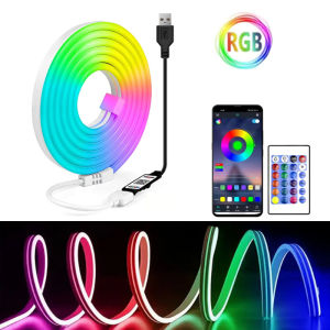 RGB Neon LED Strip Waterproof Bluetooth App&24key Remote Control Music Sync Flexible Ribbon Neon Light for Home Decor Lighting