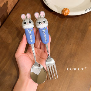 Cartoon Cute Childrens Fork and Spoon Stainless Steel Utensils