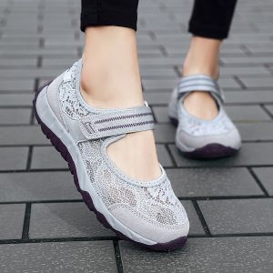 Summer Comfortable Lace Mom Shoes Old Beijing Cloth Shoes Walking Shoes Mid-Aged And Elderly Sandals Anti-Slip Soft Bottom
