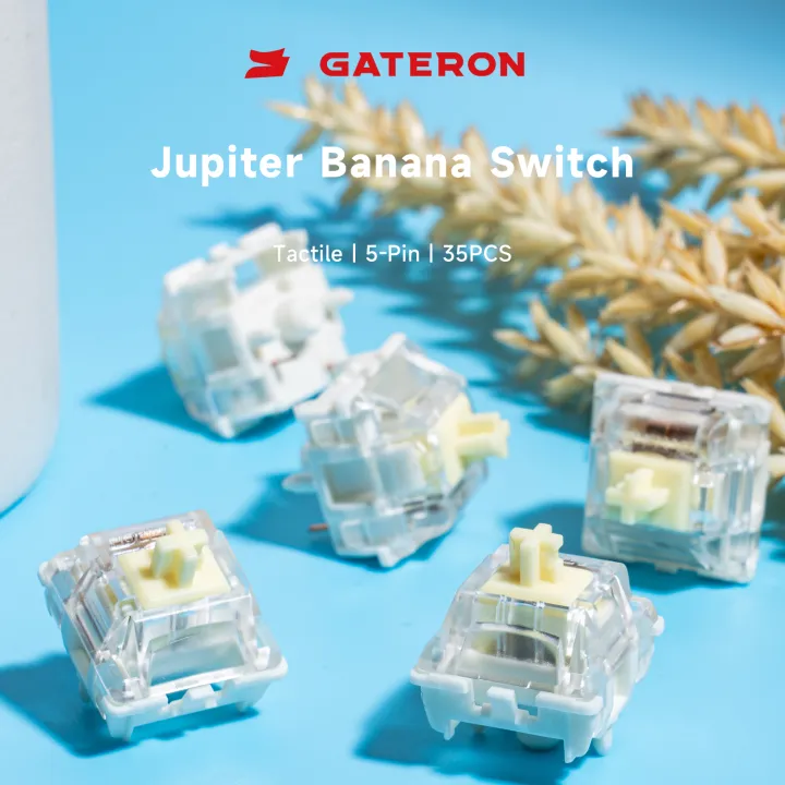 GATERON Jupiter Banana Keyboard Switches Tactile Double Stage Spring RGB LED 5 Pin Factory Pre-lubed 59gf Key Switches for MX Mechanical Keyboard (35