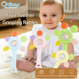 Orzbow Baby Hand Rattles Teether Grip Training Soothing Toys Fruit Hand Grab Sensory Baby Teether Toys