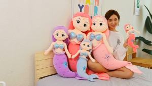 314Cute Mermaid Princess Pillow Doll Big Size Cartoon Plush Stuff Toys Girls Bed Pillow Soft Dolls Children Girl Birthday Gift Christmas Present