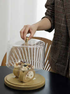 Wooden Dessert Plate with Cover Coffee Shop Waiter Tray Wedding Cake Stand Props Vintage Style Handmade European Design