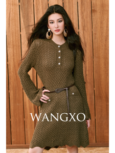 WANGXO | Đầm Thêu Ren Vintage Bông Cotton