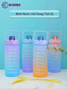 Bình Đựng Nước 2L KUNBE Chất Liệu Bền Đẹp An Toàn Cho Người Sử Dụng Có Vạch Báo Giờ Uống Nước