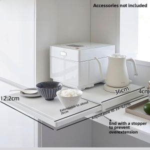 Kitchen Microwave Drawer Style Pull out Shelf Rack Carbon Steel Slide Barriers Pot Stand Bowl Holder Modern Simplicity Design