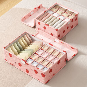 Underwear Storage Box Visible Cotton and Linen Foldable Storage Box Divided and Sorted Washable Multifunctional Storage