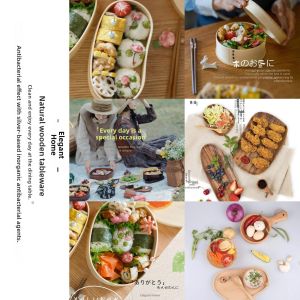 MEISITEKEKE | Wooden Japanese Lunch Box with Compartments Outdoor Use