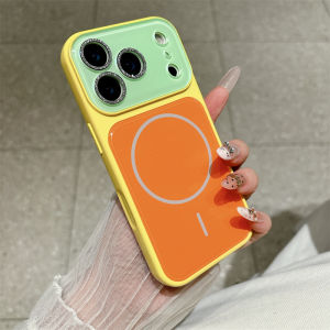 szhaiyu | Color Collision Magnetic Phone Case For iPhone 18 17 Pro Max 16 15 14 13 Pro For Magsafe With Large Window Lens Protection Cover