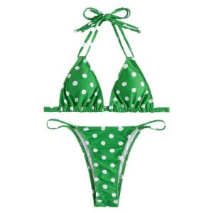 บิกินี่แยกลายจุดเซ็กซี่: ชุดว่ายน้ําฤดูร้อนที่มีสไตล์และอ่อนเยาว์สําหรับผู้หญิงที่มีส่วนประกอบแยกจากโพลีเอสเตอร์
