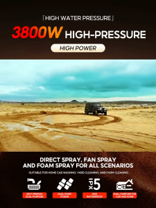 PROFESSIONAL 3800W Pressure Washer 400BAR Heavy Duty - Portable Car Wash Machine with Foam Blaster Hose Nozzle Tips & Self-Priming Function for Auto Patio Fence Cleaning (220V)