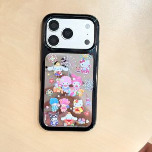 Sanrio | Sanrio Summer Mirror Shockproof Phone Case For iPhone 15/16/17 Pro Max Cute Kitty Kuromi Girl Makeup Protective Shell