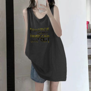 American Retro Pure Cotton Sleeveless Basketball Sports Vest Womens Summer Loose Top Casual Fashion Shoulder Strap Top