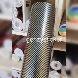 stiker carbon kevlar silver untuk dasbor body kasar