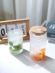 FELICE 500ML Transparent Glass With Lid and Straw Coffee Cup Juice Cup Milk Cup Cawan Gelas Beer Cup Juice Cup Cola Mug