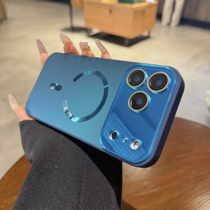 AO.HU | Magnetic Shimmering Blue Matte Case With Lens Protector