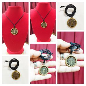 St. Benedict Turnable Antique 25Coin Medal Size Simple Necklace for Protection Against Evil