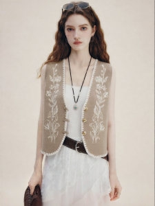 FAMANXUAN | Bohemian Beads Embroidery Tencel Wool Vest V-Neck
