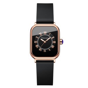 VA VA  VOOM Brand Square Women Watch Fashion Silicone Strap Original Quartz Movement Rose Gold Casual Arabic Scale Dress Watches