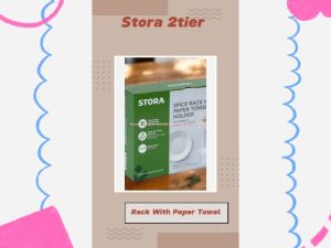 Stora Spice Rack With Paper Towel Rak Bumbu Gantung Dengan Tempat Tisu Gulung Model Mould Tanpa Paku Plastik Warna Putih